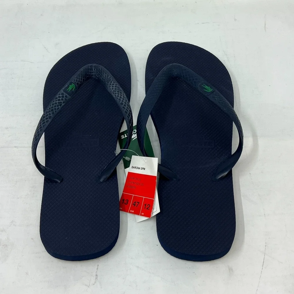 Lacoste Flip‎ Flop Beach Sandals Black with Logo Men's US Size 13 VTG NWT